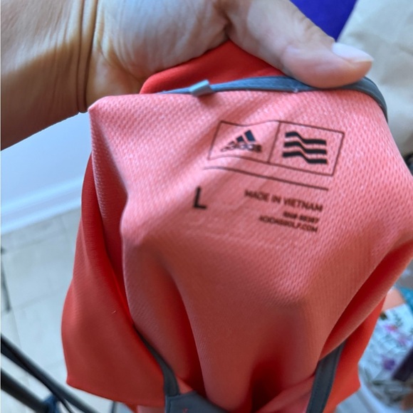 Adidas Coral Colorblock 3 Stripes Golf Polo - Picture 3 of 7